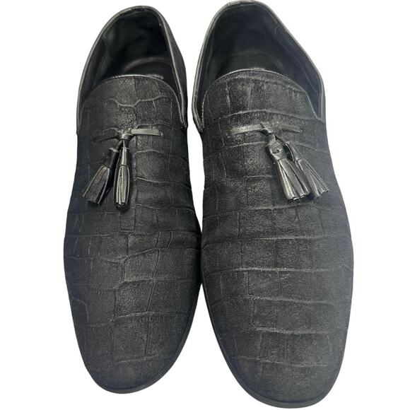 Section X Men’s Croc Embossed Leather Tassel Loafers Size 11 M Black main image 7